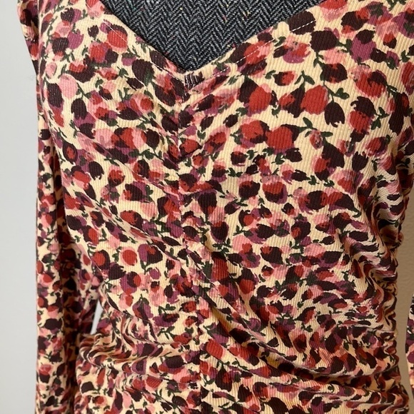 NWT ASOS Monki Tua ruched long sleeve mini dress in rose print Size Large - Picture 8 of 11